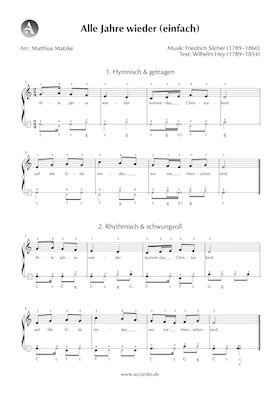 Alle Jahre wieder Akkordeon Noten kostenlos (einfach) Accordio