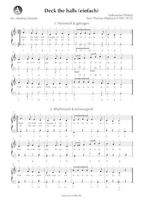 Deck the halls Akkordeon Noten kostenlos (einfach) Accordio