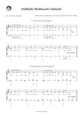 Hark! The Herald Angels Sing Akkordeon Noten kostenlos (einfach) Accordio