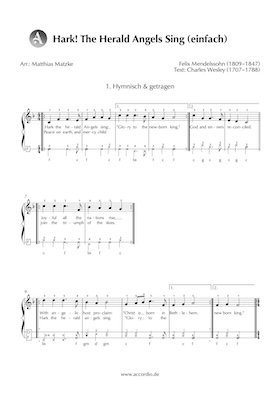 Hark! The Herald Angels Sing Akkordeon Noten kostenlos (einfach) Accordio