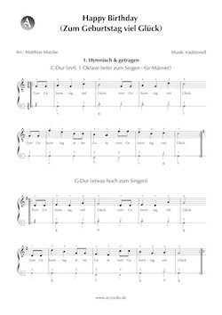 Happy Birthday Akkordeon Noten kostenlos (einfach)