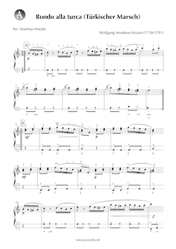 Akkordeon Noten Rondo alla turca (Türkischer Marsch)